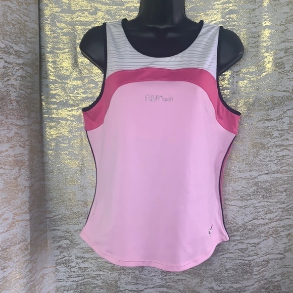 R&R Sport Pink/white Womens Activewear Tank Top Size L - Picture 2 of 13